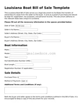Attorney-Approved  Boat Bill of Sale Form for Louisiana