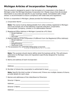 Attorney-Approved  Articles of Incorporation Form for Michigan