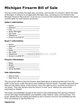 Attorney-Approved  Firearm Bill of Sale Form for Michigan