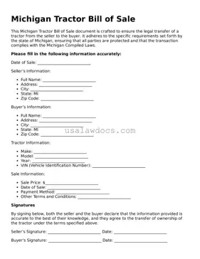 Attorney-Approved  Tractor Bill of Sale Form for Michigan