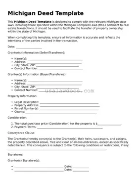 Attorney-Approved  Deed Form for Michigan