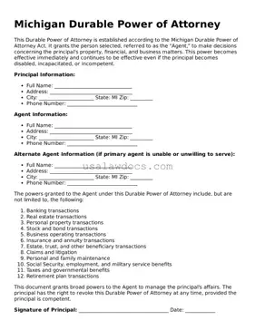 Attorney-Approved  Durable Power of Attorney Form for Michigan