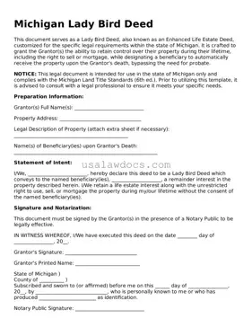 Attorney-Approved  Lady Bird Deed Form for Michigan