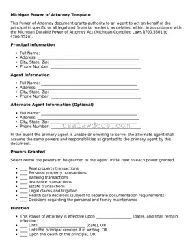 Attorney-Approved  Power of Attorney Form for Michigan