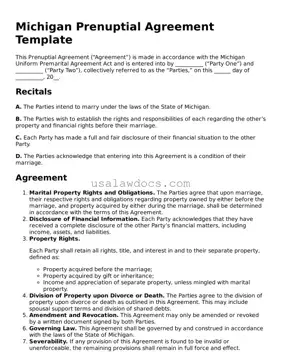 Attorney-Approved  Prenuptial Agreement Form for Michigan