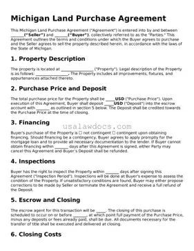 Attorney-Approved  Land Purchase Agreement Form for Michigan