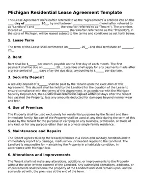 Attorney-Approved  Residential Lease Agreement Form for Michigan