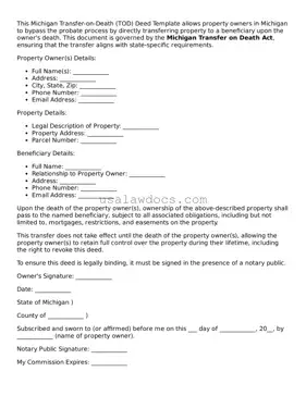 Attorney-Approved  Transfer-on-Death Deed Form for Michigan
