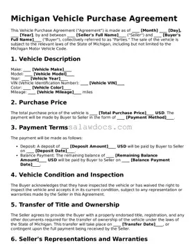 Attorney-Approved  Vehicle Purchase Agreement Form for Michigan