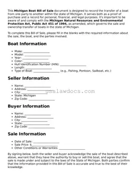 Attorney-Approved  Boat Bill of Sale Form for Michigan