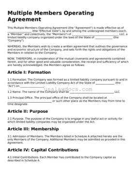Free Multiple Members Operating Agreement Form
