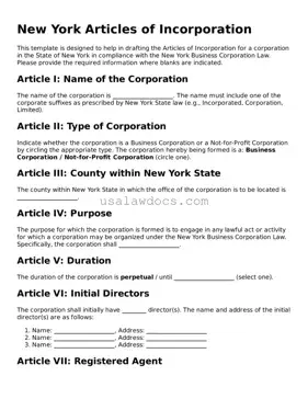 Attorney-Approved  Articles of Incorporation Form for New York