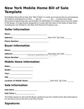 Attorney-Approved  Mobile Home Bill of Sale Form for New York