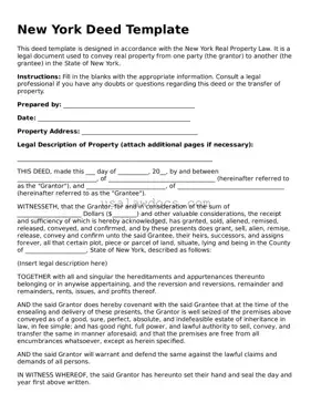 Attorney-Approved  Deed Form for New York