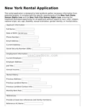 Attorney-Approved  Rental Application Form for New York