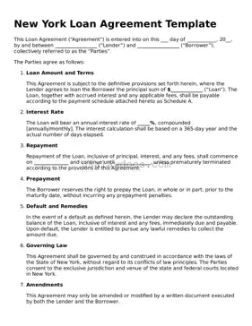 Attorney-Approved  Loan Agreement Form for New York