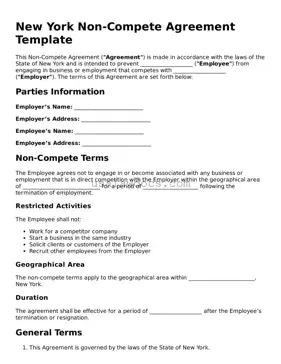Attorney-Approved  Non-compete Agreement Form for New York