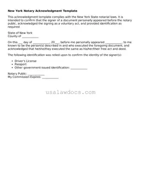 Attorney-Approved  Notary Acknowledgement Form for New York