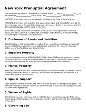 Attorney-Approved  Prenuptial Agreement Form for New York