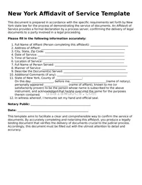Attorney-Approved  Affidavit of Service Form for New York