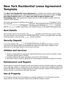 Attorney-Approved  Residential Lease Agreement Form for New York