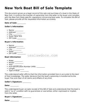 Attorney-Approved  Boat Bill of Sale Form for New York
