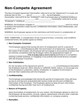 Free Non-compete Agreement Form