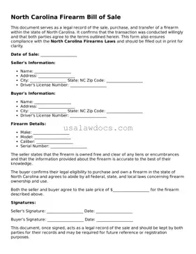Attorney-Approved  Firearm Bill of Sale Form for North Carolina