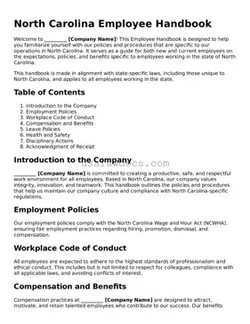 Attorney-Approved  Employee Handbook Form for North Carolina