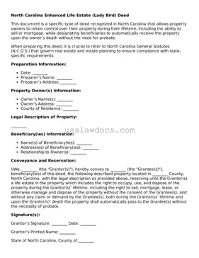 Attorney-Approved  Lady Bird Deed Form for North Carolina