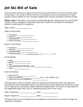 Free Jet Ski Bill of Sale Form