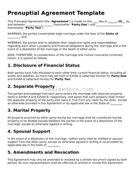 Free Prenuptial Agreement Form