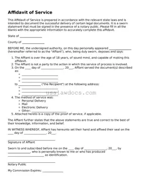 Free Affidavit of Service Form