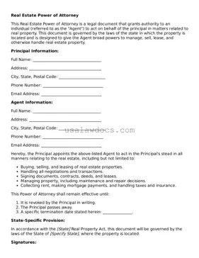 Free Real Estate Power of Attorney Form