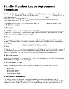 Free Family Member Lease Agreement Form
