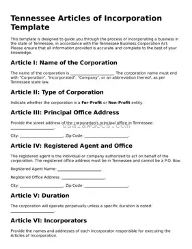 Attorney-Approved  Articles of Incorporation Form for Tennessee