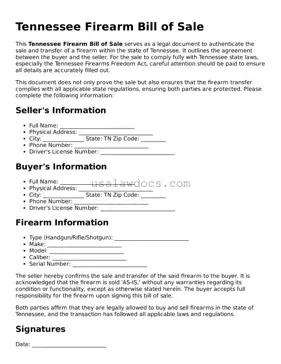 Attorney-Approved  Firearm Bill of Sale Form for Tennessee