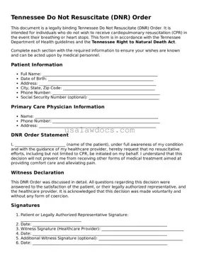 Attorney-Approved  Do Not Resuscitate Order Form for Tennessee