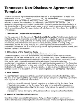 Attorney-Approved  Non-disclosure Agreement Form for Tennessee