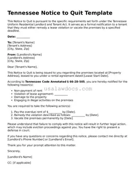 Attorney-Approved  Notice to Quit Form for Tennessee