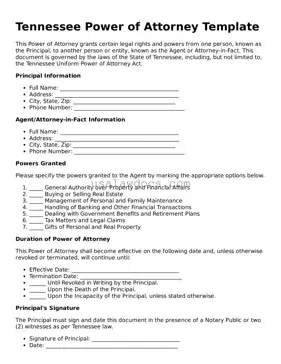 Attorney-Approved  Power of Attorney Form for Tennessee