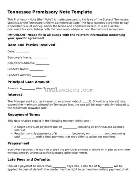 Attorney-Approved  Promissory Note Form for Tennessee