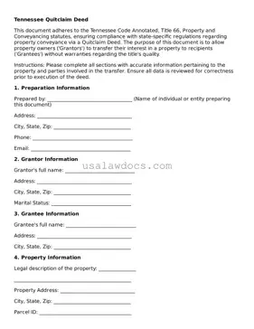 Attorney-Approved  Quitclaim Deed Form for Tennessee