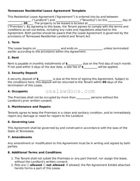 Attorney-Approved  Residential Lease Agreement Form for Tennessee