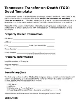 Attorney-Approved  Transfer-on-Death Deed Form for Tennessee