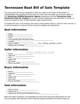Attorney-Approved  Boat Bill of Sale Form for Tennessee
