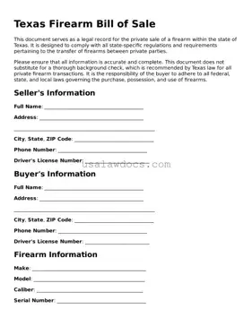 Attorney-Approved  Firearm Bill of Sale Form for Texas