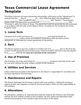 Attorney-Approved  Commercial Lease Agreement Form for Texas
