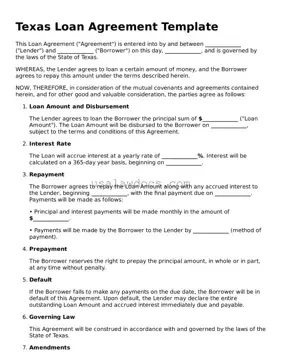 Attorney-Approved  Loan Agreement Form for Texas