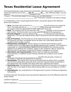 Attorney-Approved  Residential Lease Agreement Form for Texas